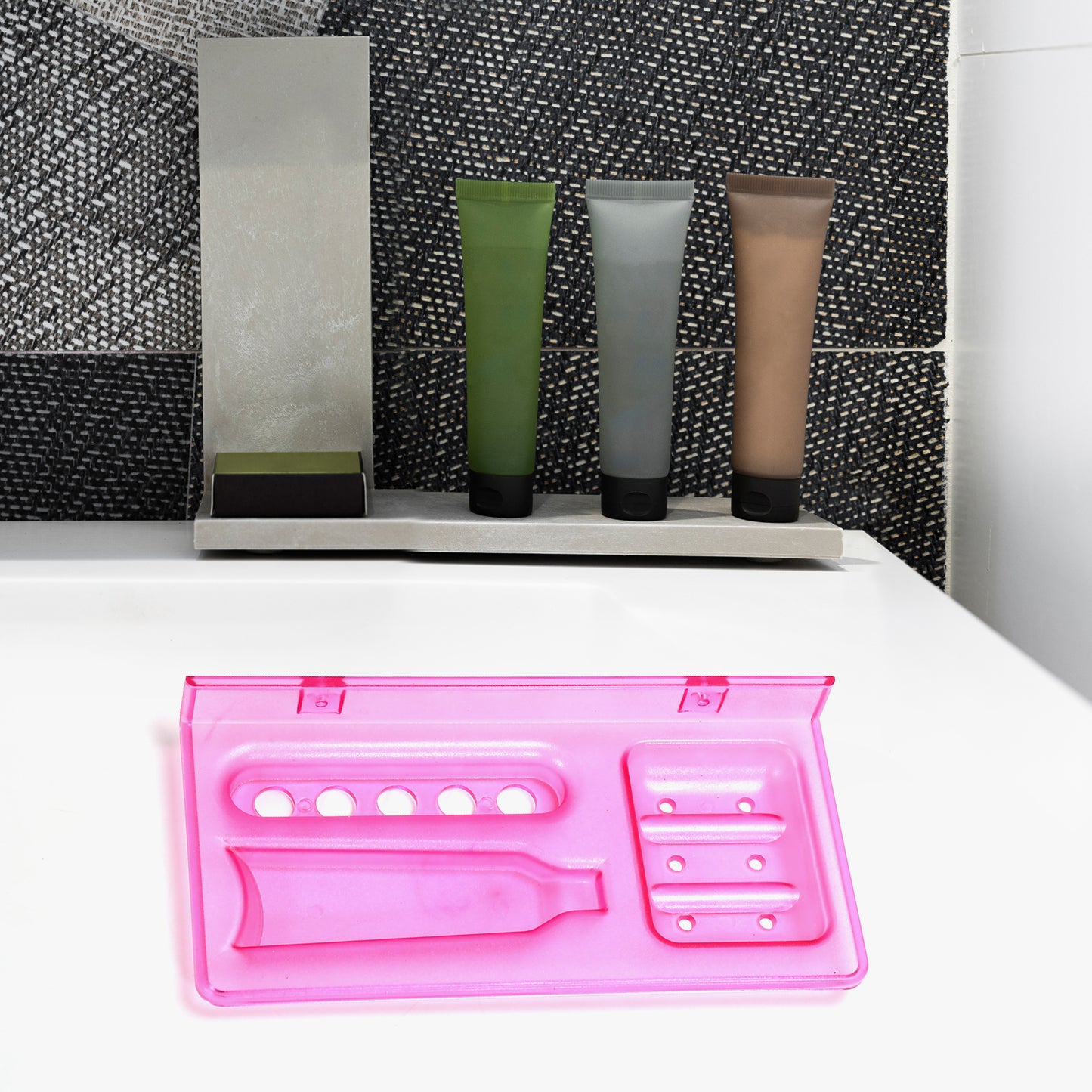 Wukusy 3-in-1 glass soap dish on stand, part of Pure Source India bathroom ware collection, suitable for home bathroom use