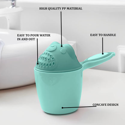 Wukusy baby shampoo shower cup, soft water tumbler for safe infant bathing, featuring a gentle water scorpion design.