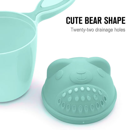 Wukusy baby shampoo shower cup, soft bath water tumbler for gentle hair washing and bathing for infants.