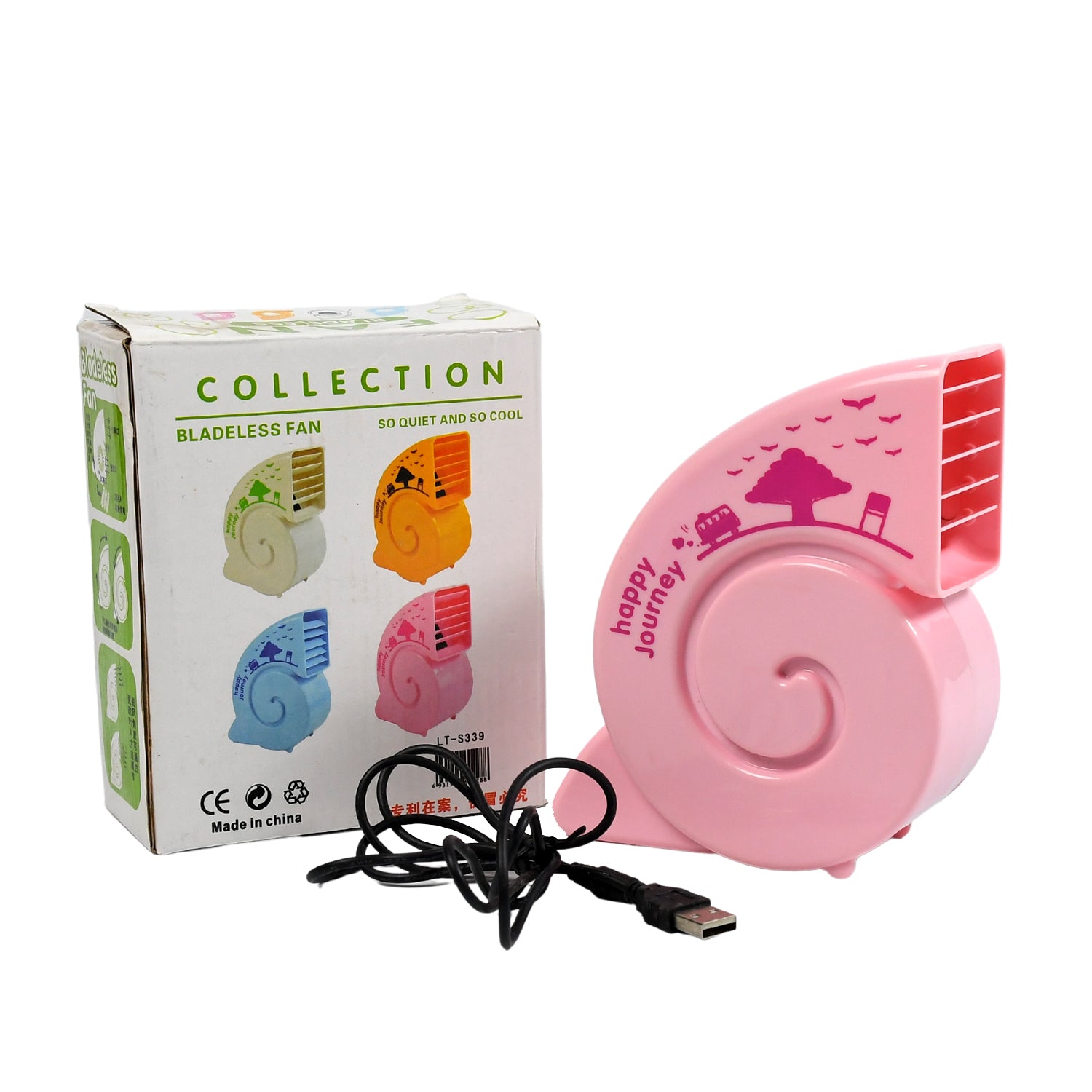 Wukusy bright color desktop USB mini fan for home office, compact design with adjustable blades, battery not included.