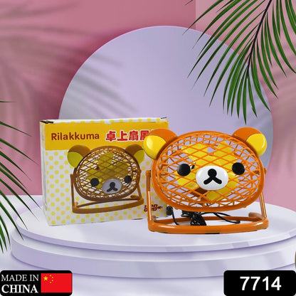 Wukusy Teddy Bear portable USB fan with adjustable settings, suitable for home, office, and car use, battery not included.