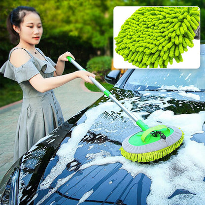 Wukusy microfiber flexible mop cleaning accessories with extendable handle and brush for dry and wet home, kitchen, and office cleaning