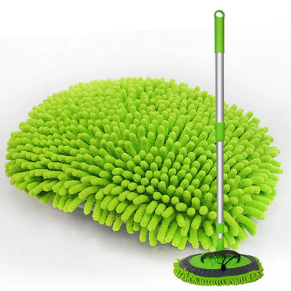 Wukusy microfiber flexible mop cleaning accessories with extendable handle, includes dry and wet cleaning brush for home and office use