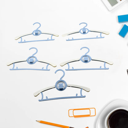Set of 5 Wukusy large plastic adjustable dress hangers for children and adults, space-saving lightweight clothes and coat hangers.