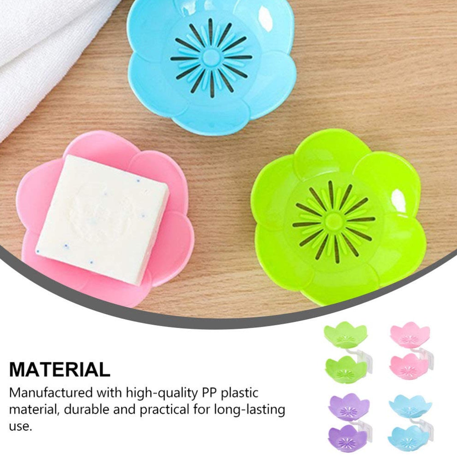 Wukusy Dabble Layer Flower soap dish holder with self-draining design for bathroom, shower, or kitchen sink.