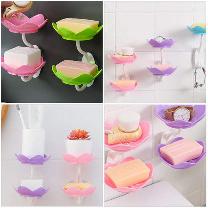 Wukusy Dabble Layer Flower Self Draining Soap Dish Holder for bathroom and kitchen, with multiple layers and drainage features.