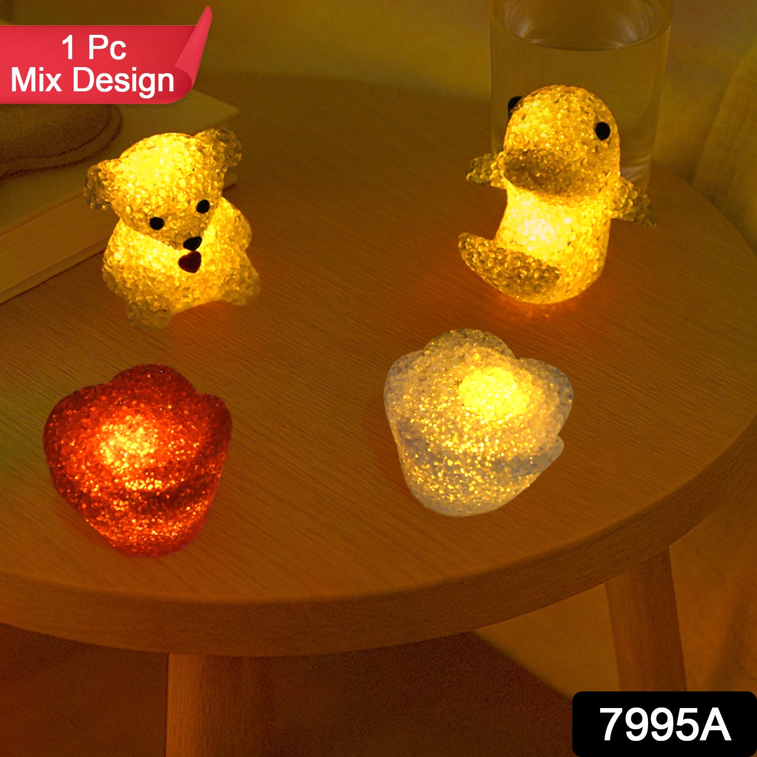 Wukusy 7995a mix design small LED crystal night light lamp with multi-shape shapes, ideal for home decor lighting.