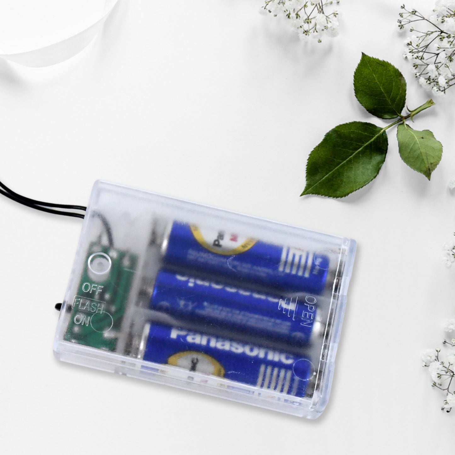 Wukusy 8 LED string lights, battery operated, with 3 batteries not included, perfect for home improvement and decorative lighting.