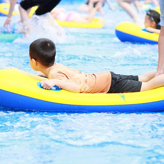 Wukusy inflatable kids surfboard with handles, lightweight bodyboard for children, suitable for pool, beach, and water fun.