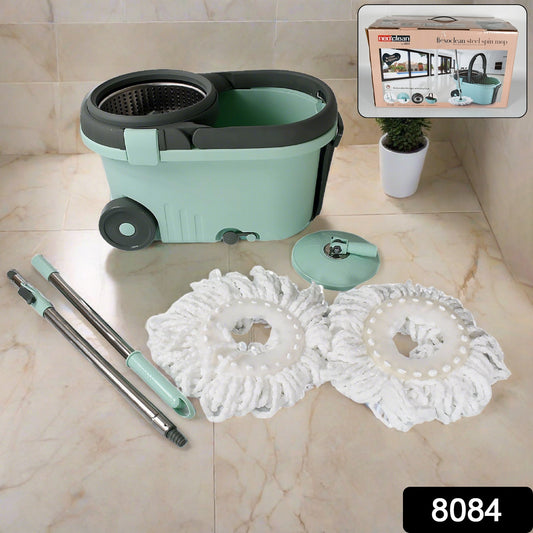Wukusy Ganesh Quick Spin Mop with steel bucket, microfiber heads, easy wheels, and refill for efficient home floor cleaning.