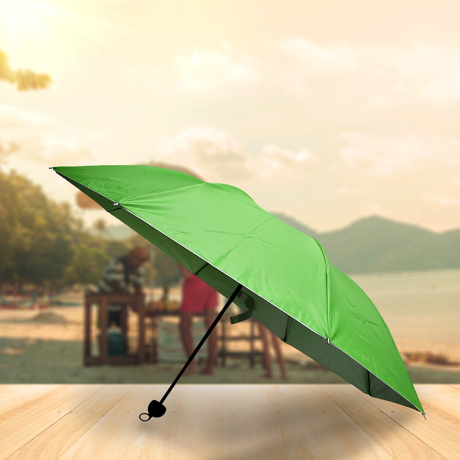 Wukusy 3-fold sun protective outdoor umbrella with UV protection, lightweight design, foldable, with carrying case for girls, women, men, boys.