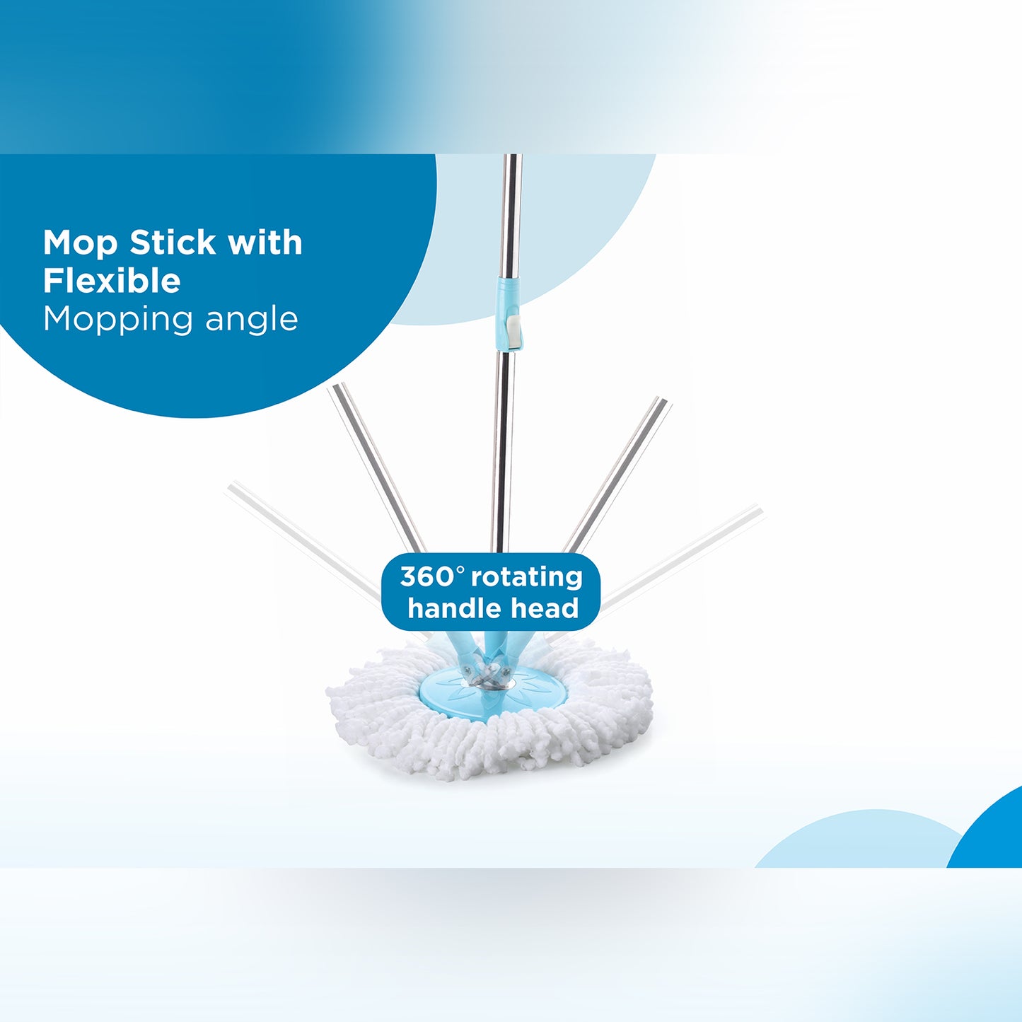 Wukusy Sporty Plastic Spin Mop with large wheels and auto-fold handle for 360-degree cleaning, ideal for home improvement tasks.