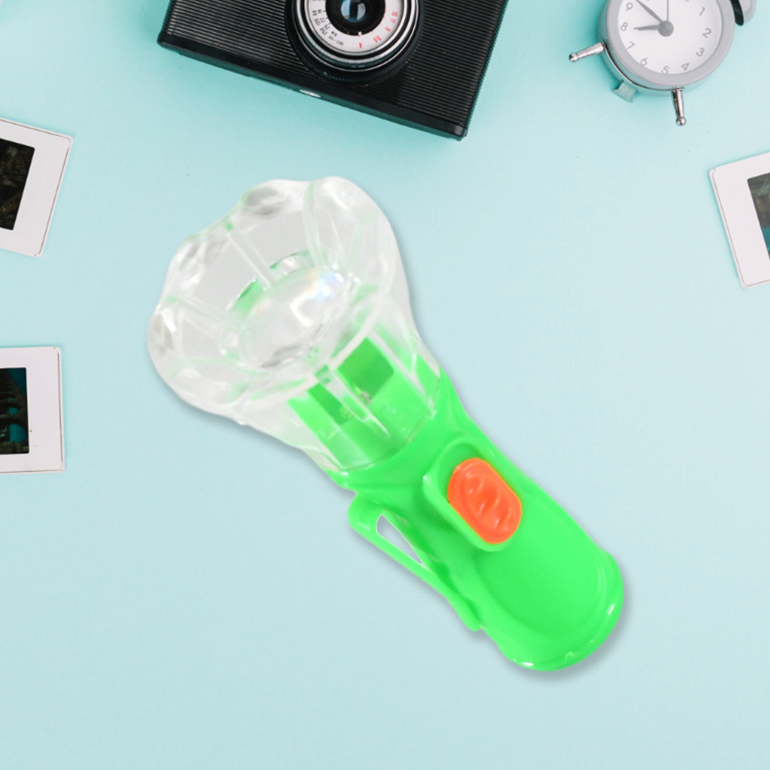Wukusy small plastic LED flashlight toy for kids, colorful pocket torch with bright light, ideal as a fun gift or small home improvement tool.