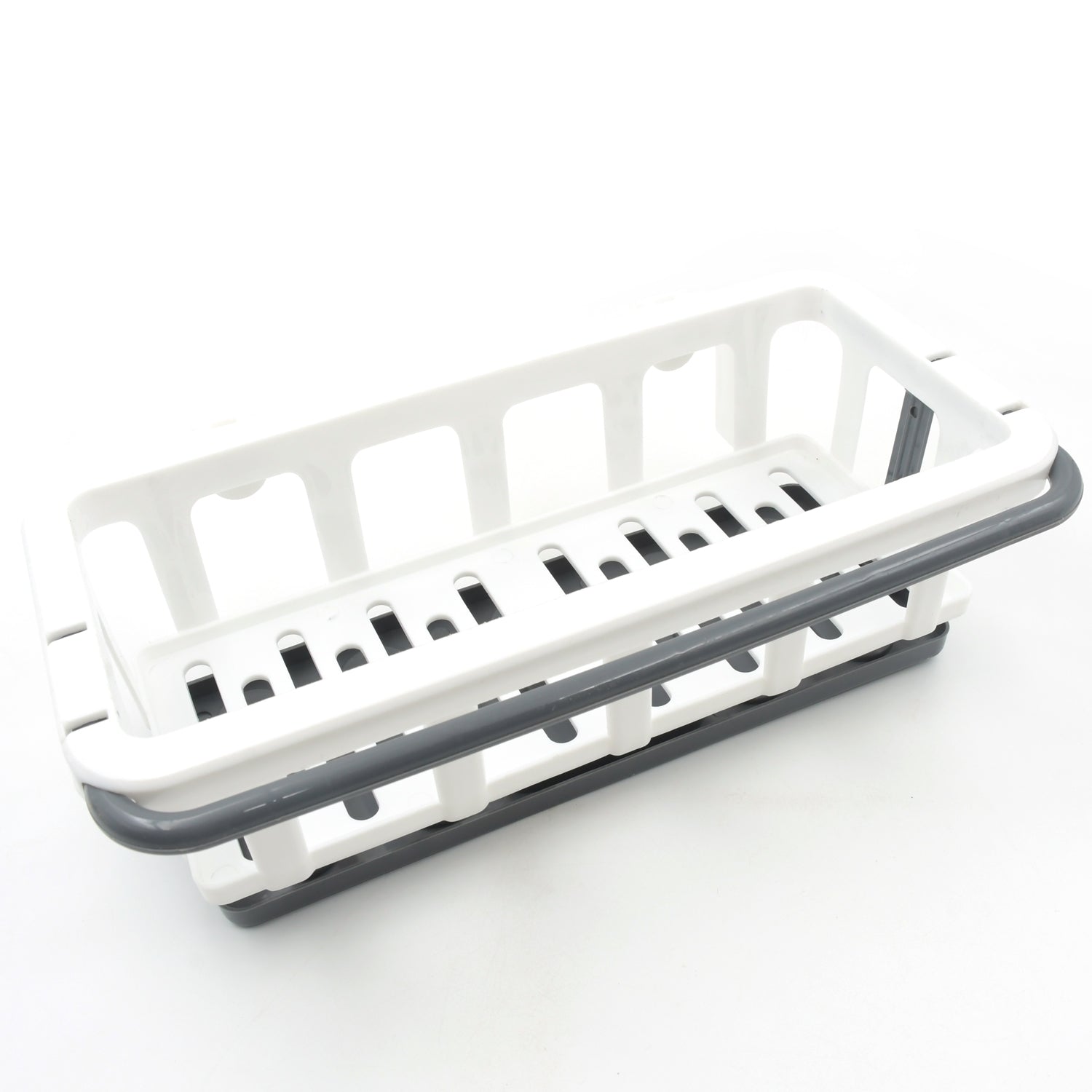 Wukusy plastic hanging drain rack with adhesive hook, retractable sponge holder, suitable for kitchen and bathroom organization.