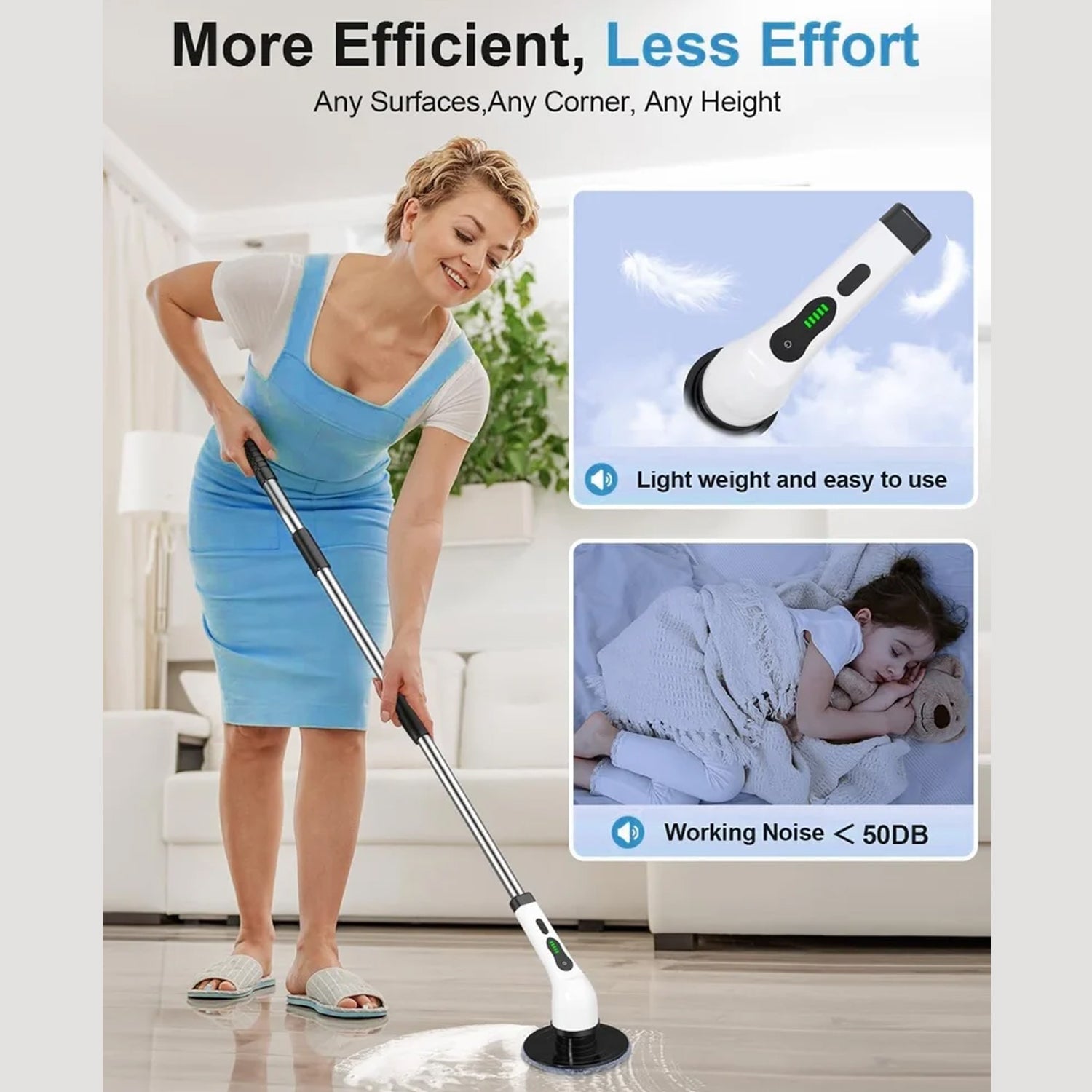 Wukusy 9-in-1 electric spin scrubber for cleaning tiles, bathtubs, and surfaces with multiple attachments in a home improvement set.