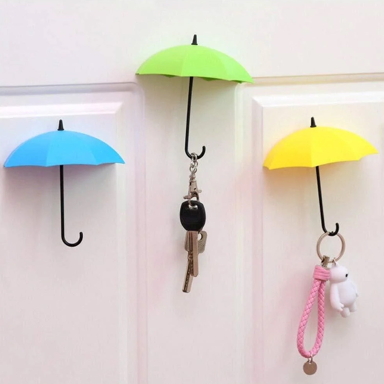 Wukusy multipurpose umbrella, key, and hat wall hook in multicolor, designed for home organization and hanging accessories.