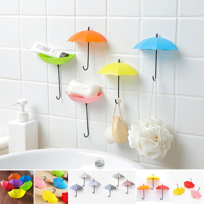 Wukusy multipurpose umbrella, key, and hat wall hook in multicolor, ideal for home organization and hanging accessories.