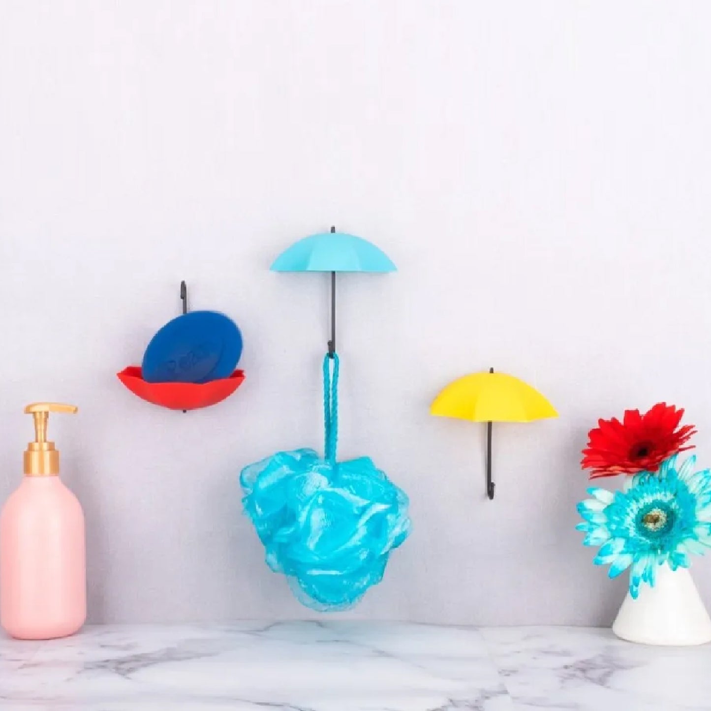 Multicolor Wukusy multipurpose umbrella, key, and hat wall hook for home organization and hanging storage.