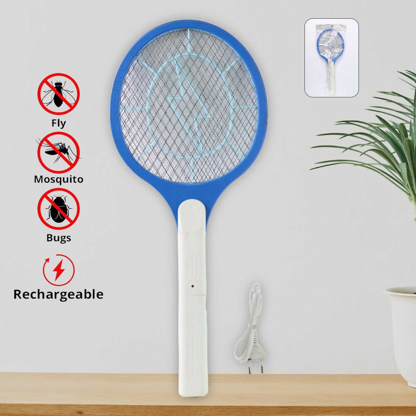 Wukusy 9108 rechargeable anti-mosquito racquet with LED light, home insect killer for effective mosquito control.