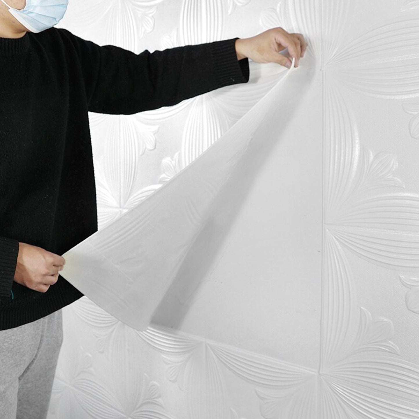 Wukusy 3D foam wallpaper sticker panels with square design, suitable for living rooms, bedrooms, ceilings, furniture, and doors.