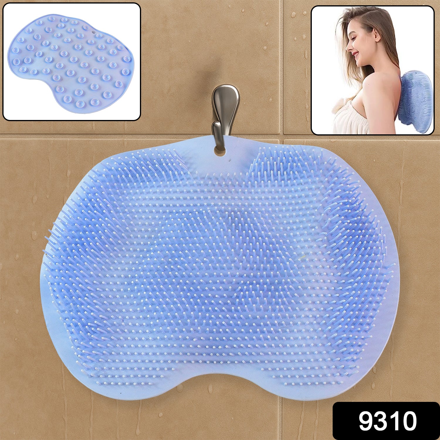 Wukusy silicone bath massage cushion with suction cups, foot scrubber brush, anti-slip bath mat, exfoliating and massaging feet.