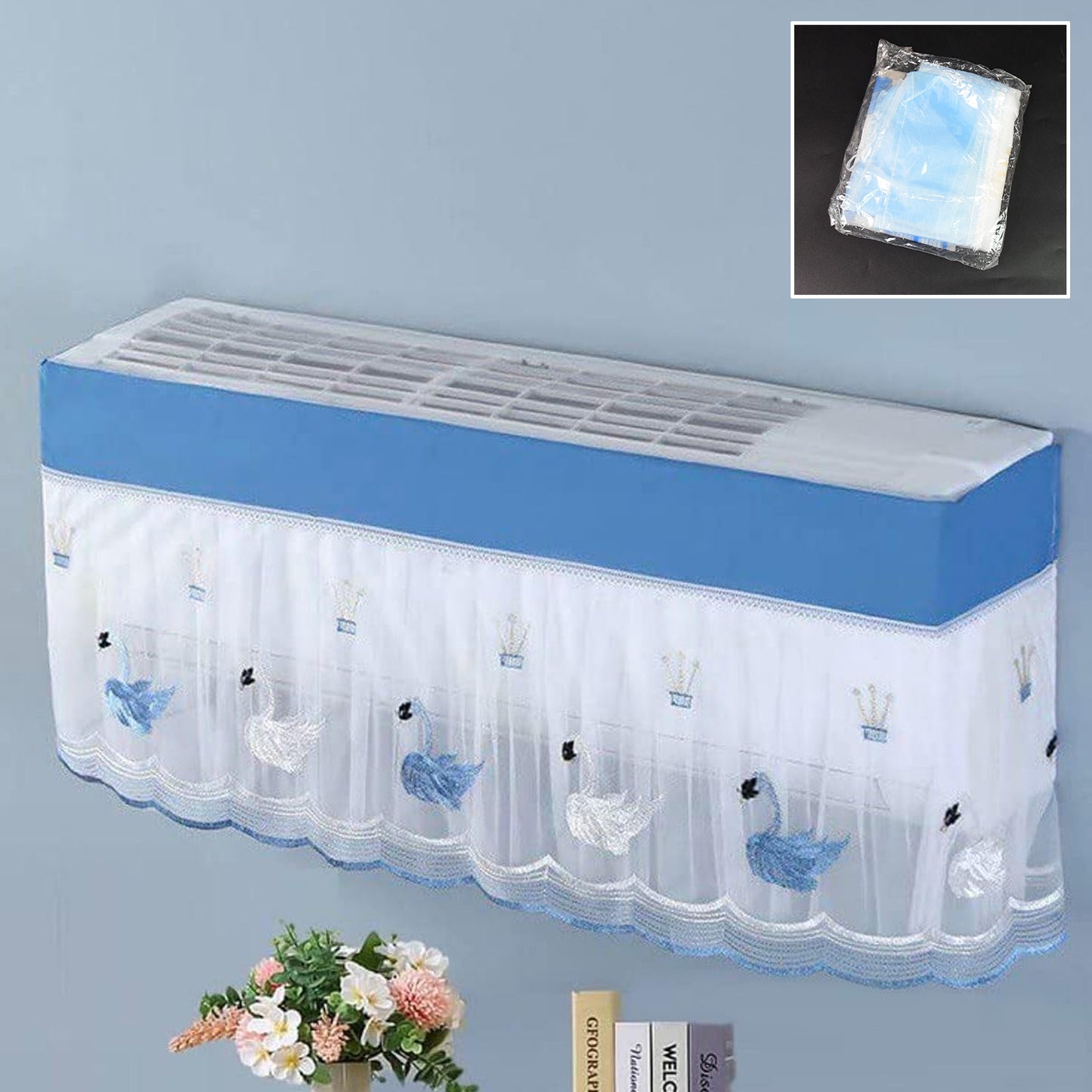 Wukusy folding air conditioning dust cover for 1-ton AC unit, with a stylish mix design, designed to protect and enhance home cooling systems.