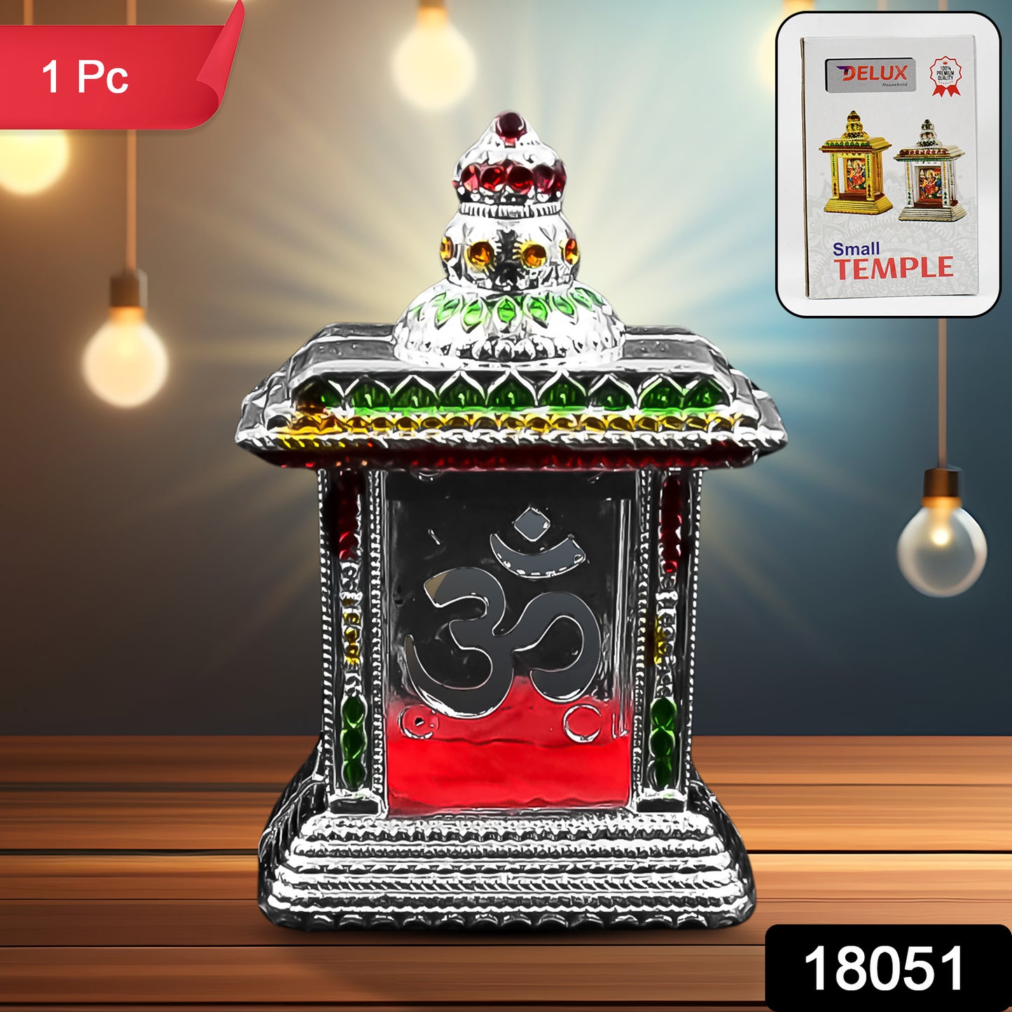 Wukusy adhesive small Om temple for car dashboard, decorative home improvement piece with intricate design and gold finish.