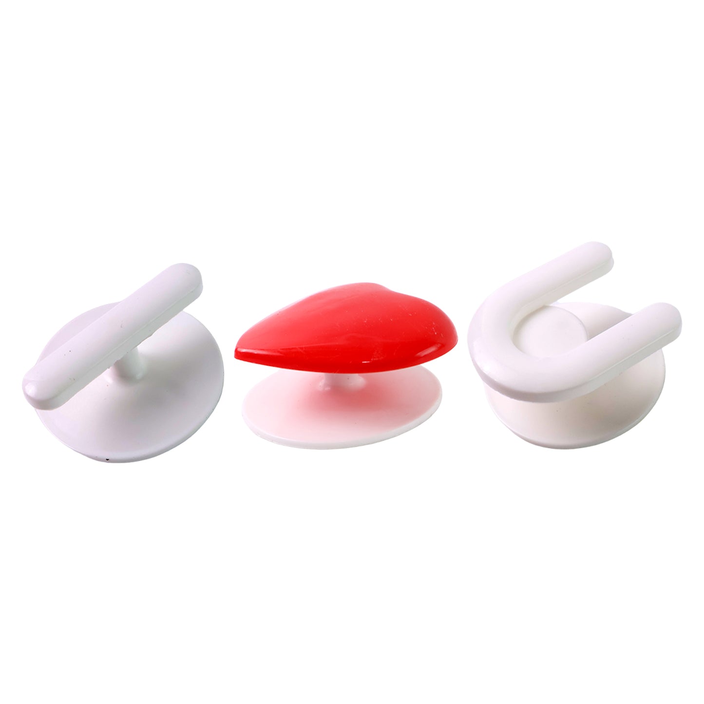 Wukusy 3-piece adhesive wall hook set for kitchen, bathroom, and home improvement, mounted on a wall for hanging items.