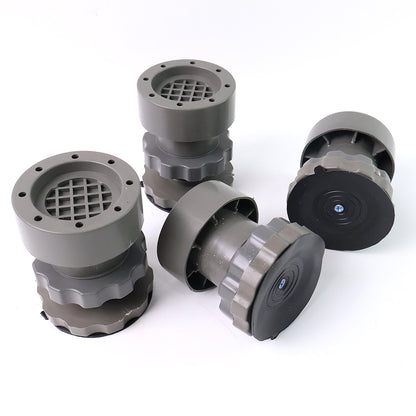 Set of four Wukusy adjustable anti-vibration pads for washing machine and refrigerator bases, reducing noise and movement.