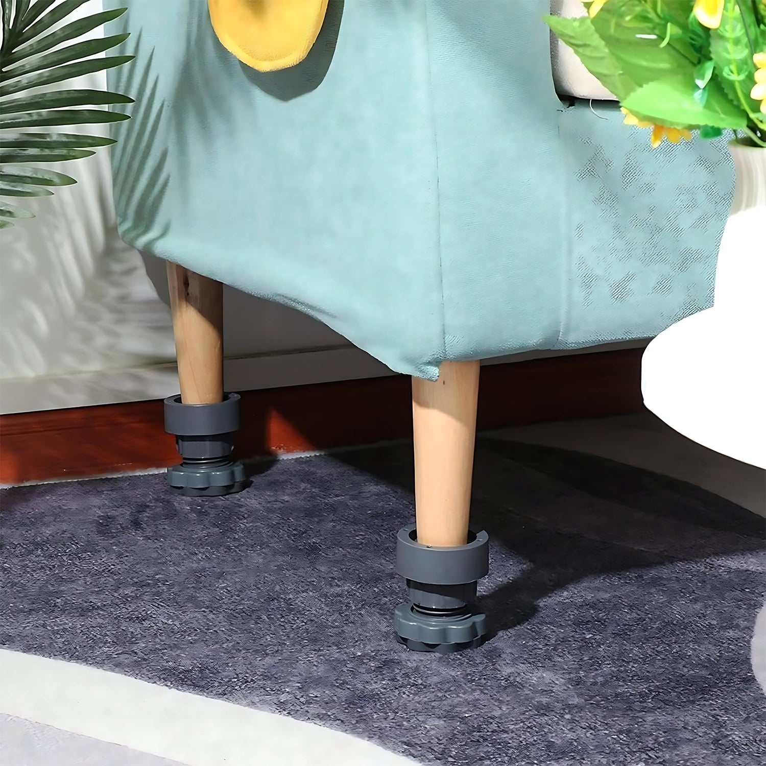Set of four Wukusy adjustable anti-vibration pads for washing machines and refrigerators, designed to reduce noise and movement.