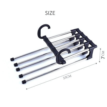Wukusy adjustable big trouser pants hanger organizer for home improvement, showcasing its sturdy design and multiple clothing slots.