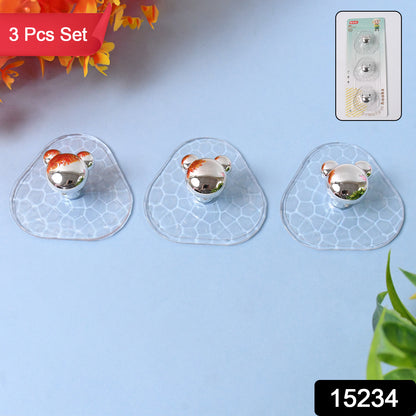 Set of three Wukusy all-plastic adhesive wall hooks, strong and damage-free, easy to install for home improvement.