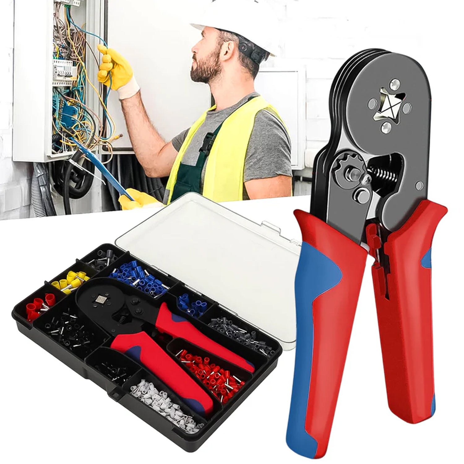 Wukusy home improvement 1200-piece ferrule crimping tool kit set with various tools and accessories for electrical projects