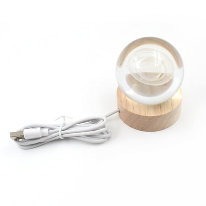 Wukusy astronaut 3D crystal ball lamp with wooden base, decorative home improvement light featuring a detailed astronaut design.