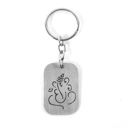 Wukusy auspicious Ganesh metal keychain with intricate cut-out design, ideal for home improvement accessories.