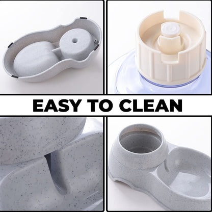 Wukusy automatic pet water dispenser with gravity-fed drinking bowl for cats and dogs, ideal for home pet hydration needs.