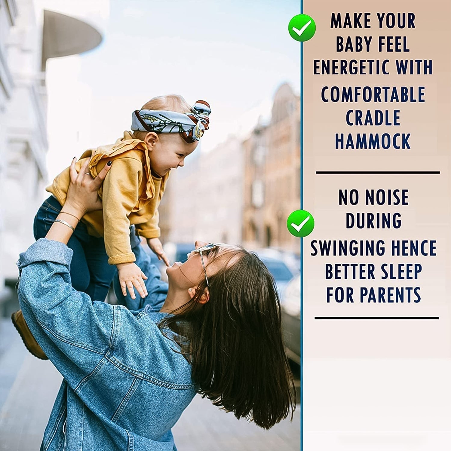 Portable folding baby swing with stainless steel stand, suitable for boys and girls, by Wukusy home improvement brand.