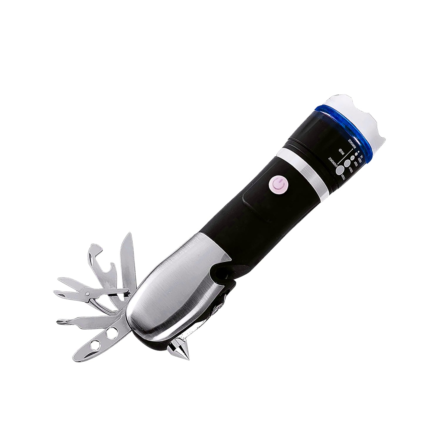 Wukusy battery-operated multi-tool LED flashlight with adjustable focus and built-in light for home improvement tasks.