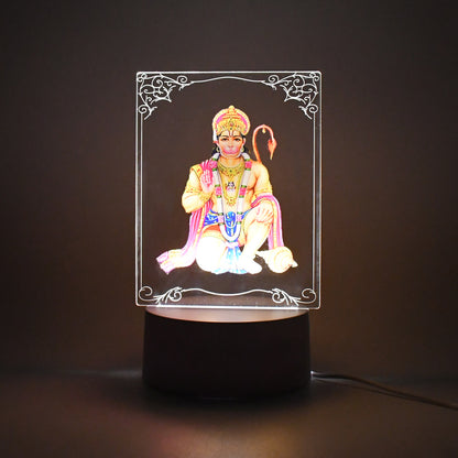 3D Lord Hanuman frame with soft white light, decorative home improvement piece by Wukusy, featuring intricate design and illumination.
