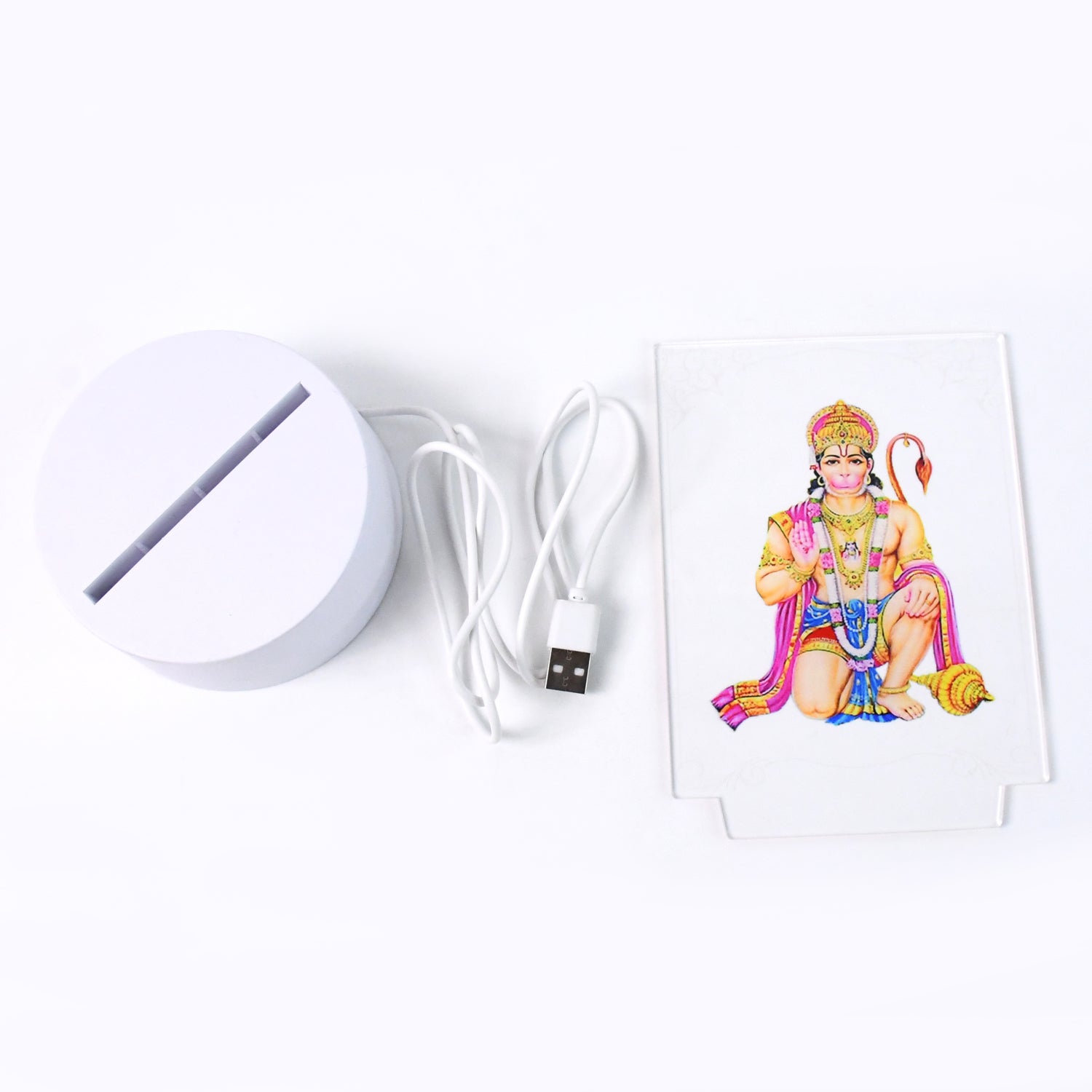 Beautiful 3D Lord Hanuman wall frame with soft white light, ideal for home decor, by Wukusy.