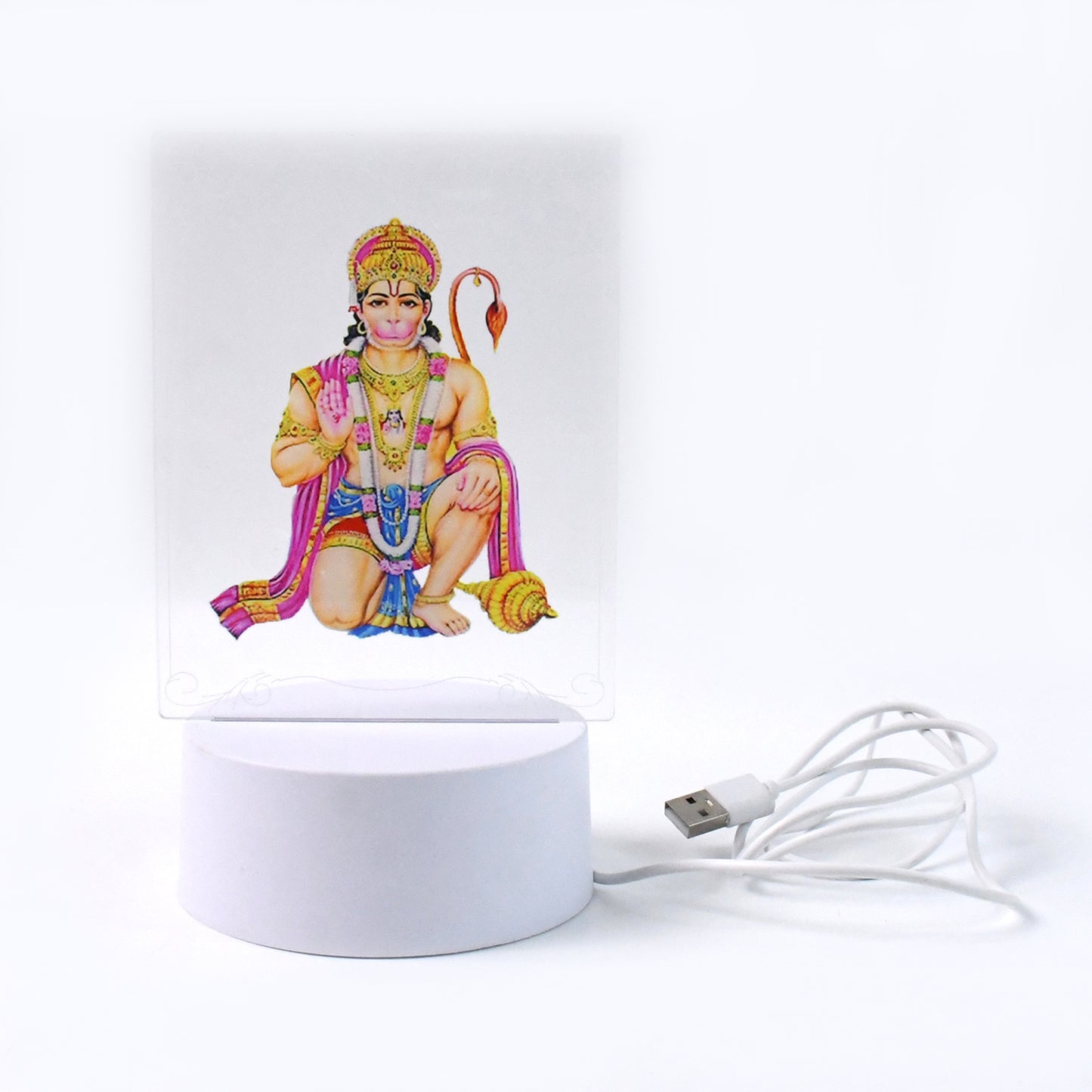 Beautiful 3D Lord Hanuman frame with soft white light, ideal for home decor, by Wukusy, in a single decorative piece.