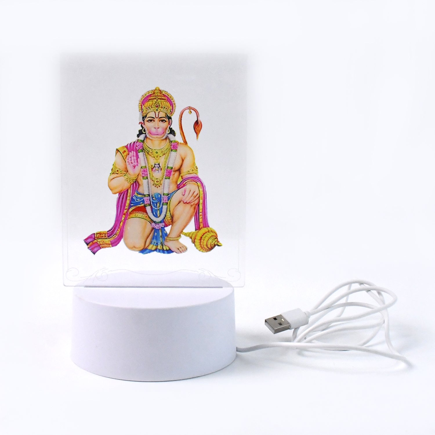 Beautiful 3D Lord Hanuman frame with soft white light, ideal for home decor, by Wukusy, in a single decorative piece.