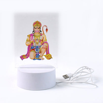 Beautiful 3D Lord Hanuman frame with soft white light, ideal for home decor, by Wukusy, in a single decorative piece.