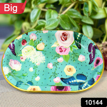 Plastic flower-printed serving tray by Wukusy, 35x24cm, durable plastic for home serving and entertaining.