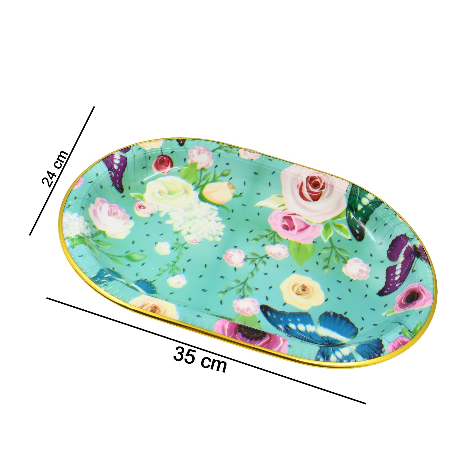 Wukusy plastic serving tray with colorful flower print, 35x24 cm, ideal for home improvement and serving needs