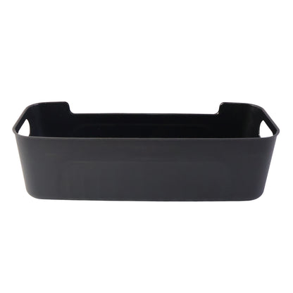 Set of four black plastic storage baskets and trays by Wukusy for organizing household or office spaces.