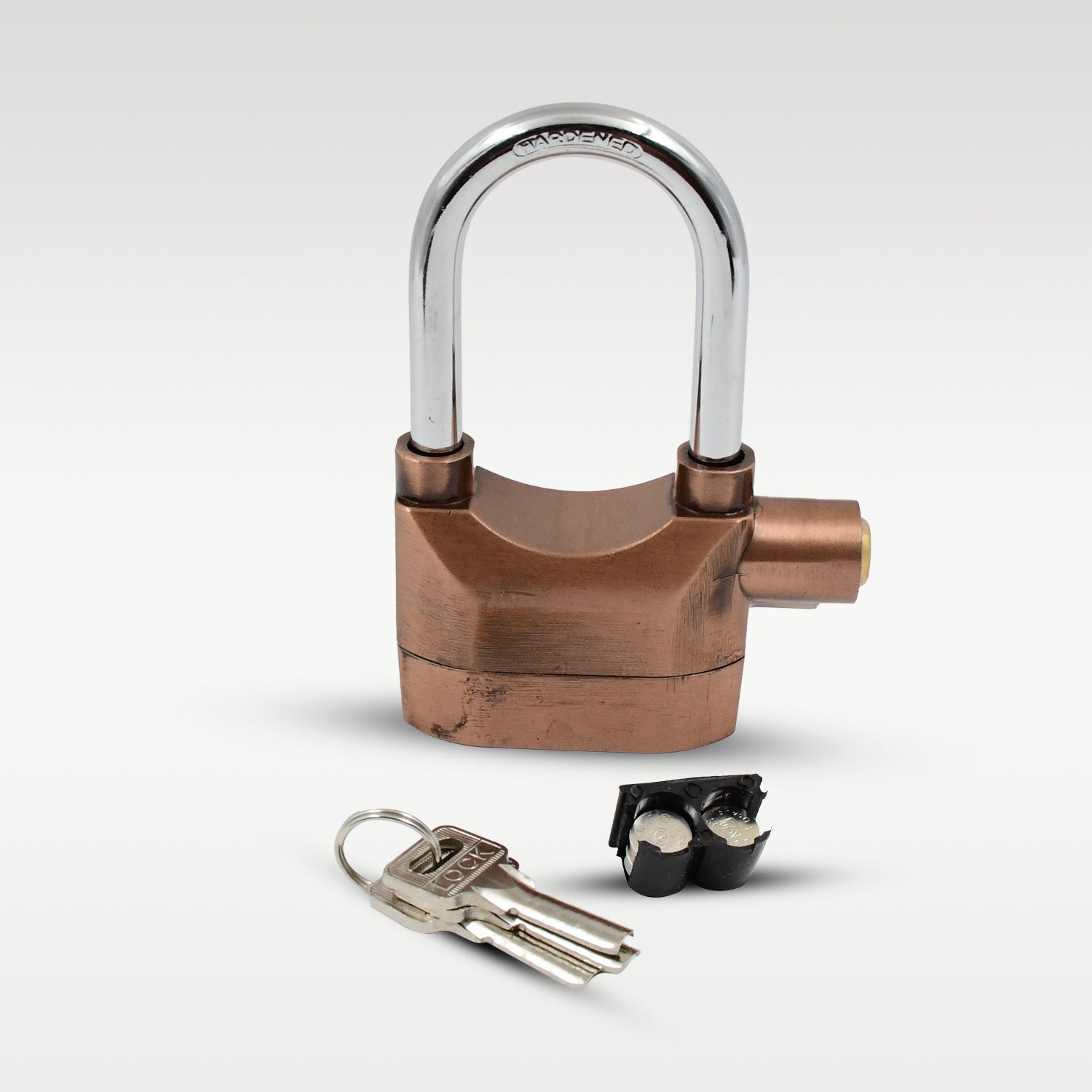 Wukusy brown security alarm metallic lock system with 3 keys, ideal for home security and home improvement.