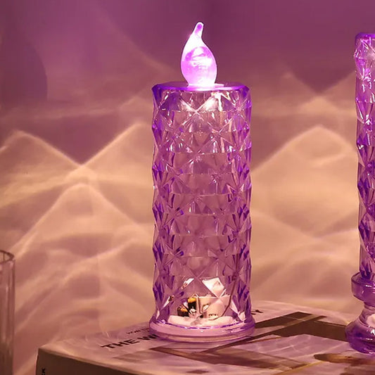 Multicolor crystal candlelight candle for home decoration by Wukusy, creating a warm and elegant ambiance in any room.