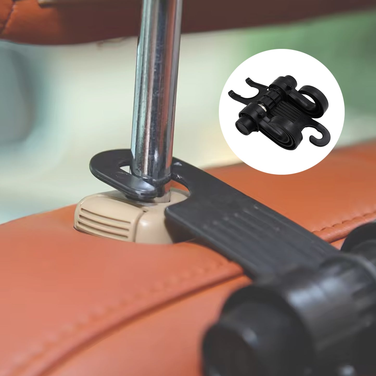 Wukusy car hooks for vehicle back seat, hidden headrest hanger, durable plastic, ideal for organizing bags and accessories.