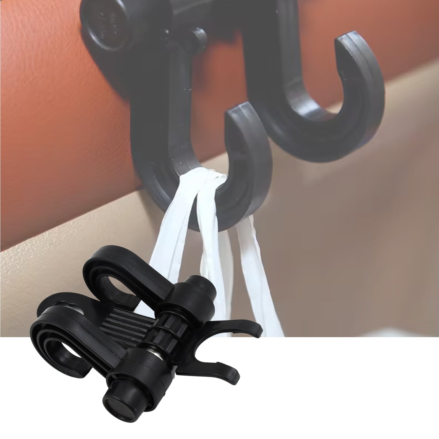 Wukusy car hook hanging from back seat hidden headrest for organizing bags or items in vehicle interior.